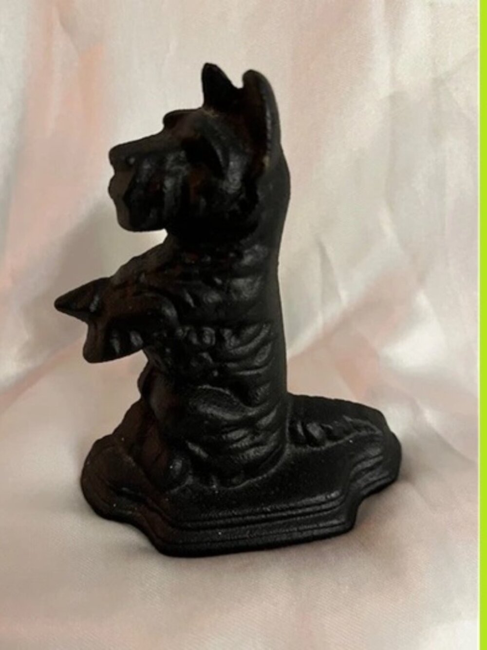 Cast Iron Scottie Dog Sitting up Doorstop 9" tall by 7 1/2" wide 0005